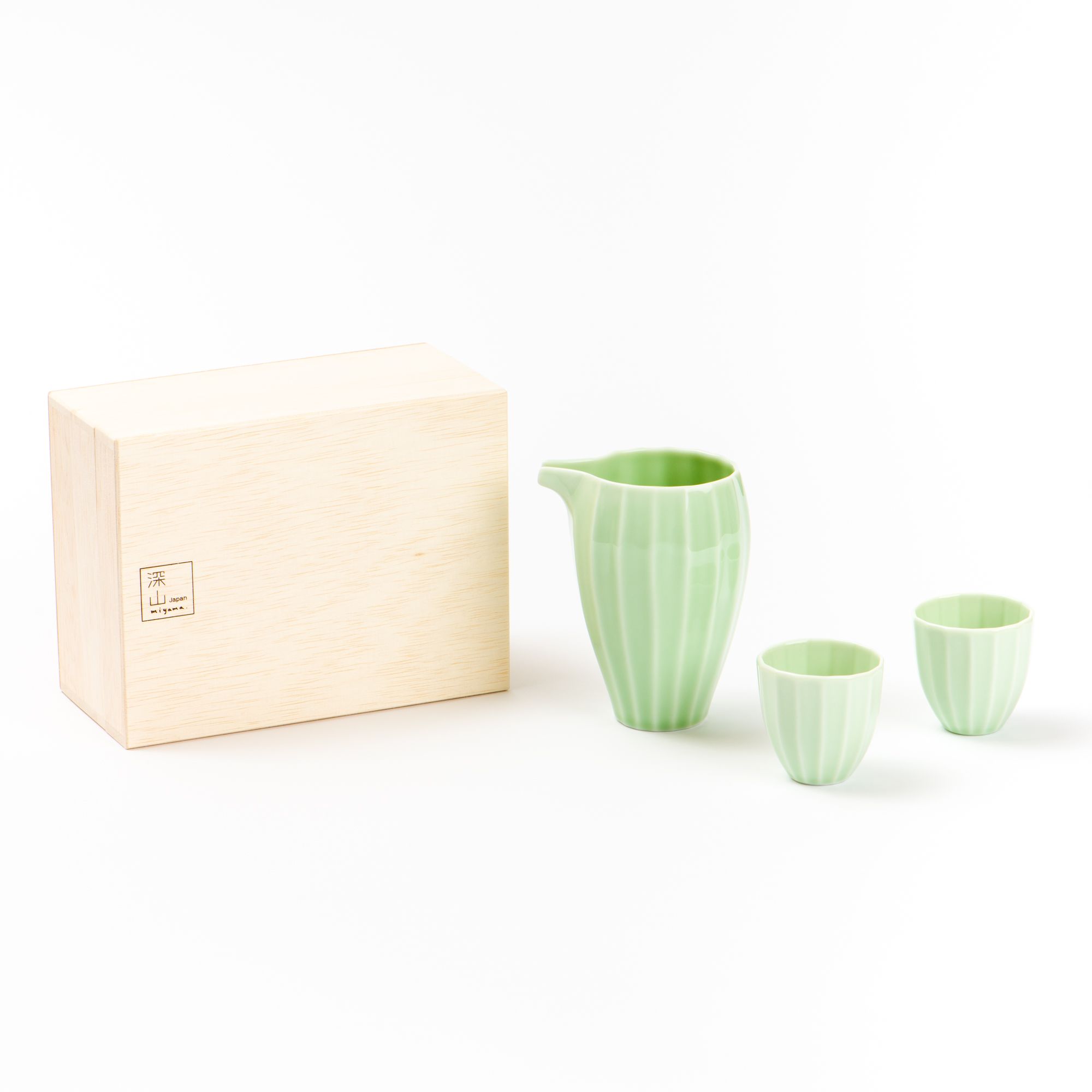 Cierto Hibiki Mino Ware Sake Set Gift Box - Green