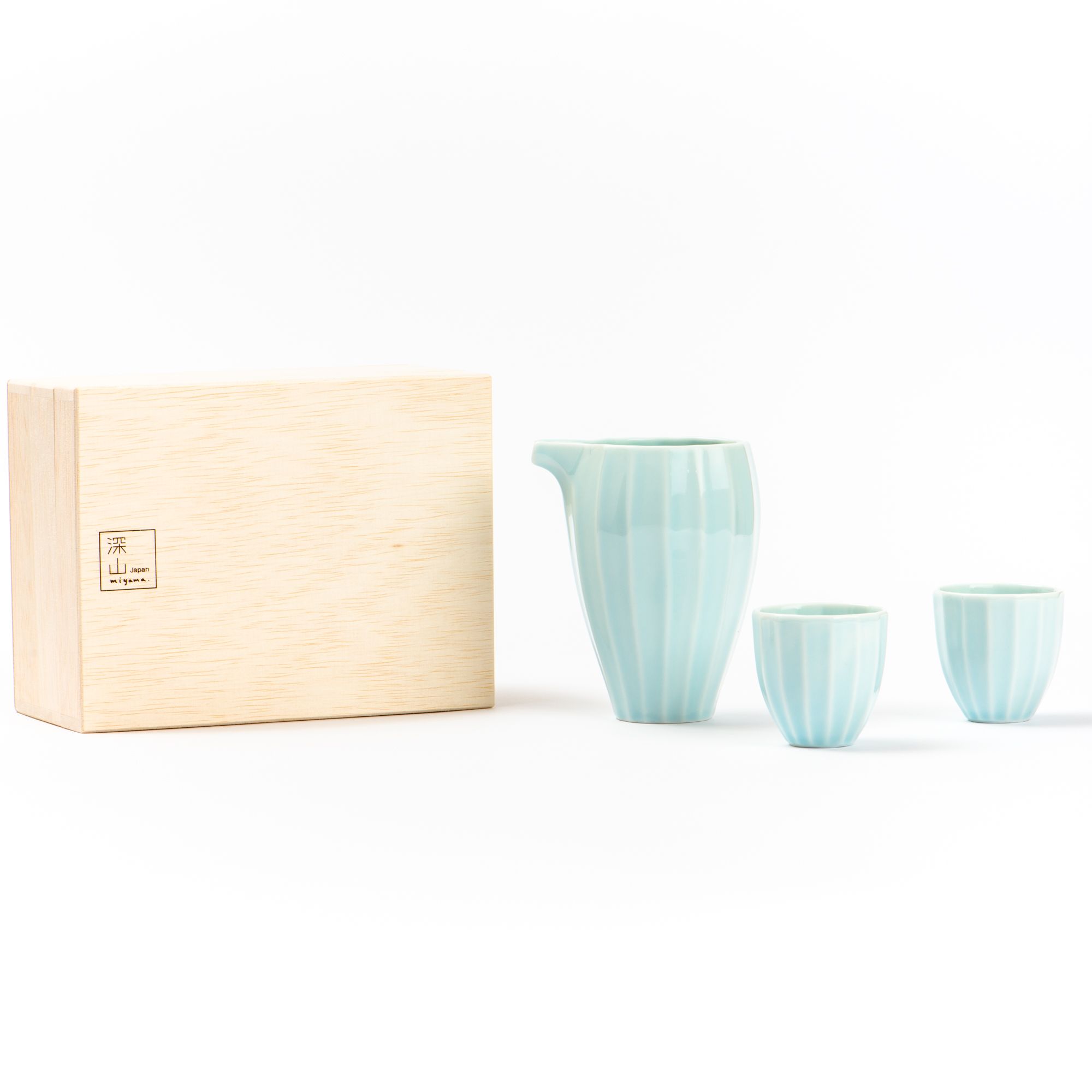 Cierto Hibiki Mino Ware Sake Set Gift Box - Blue