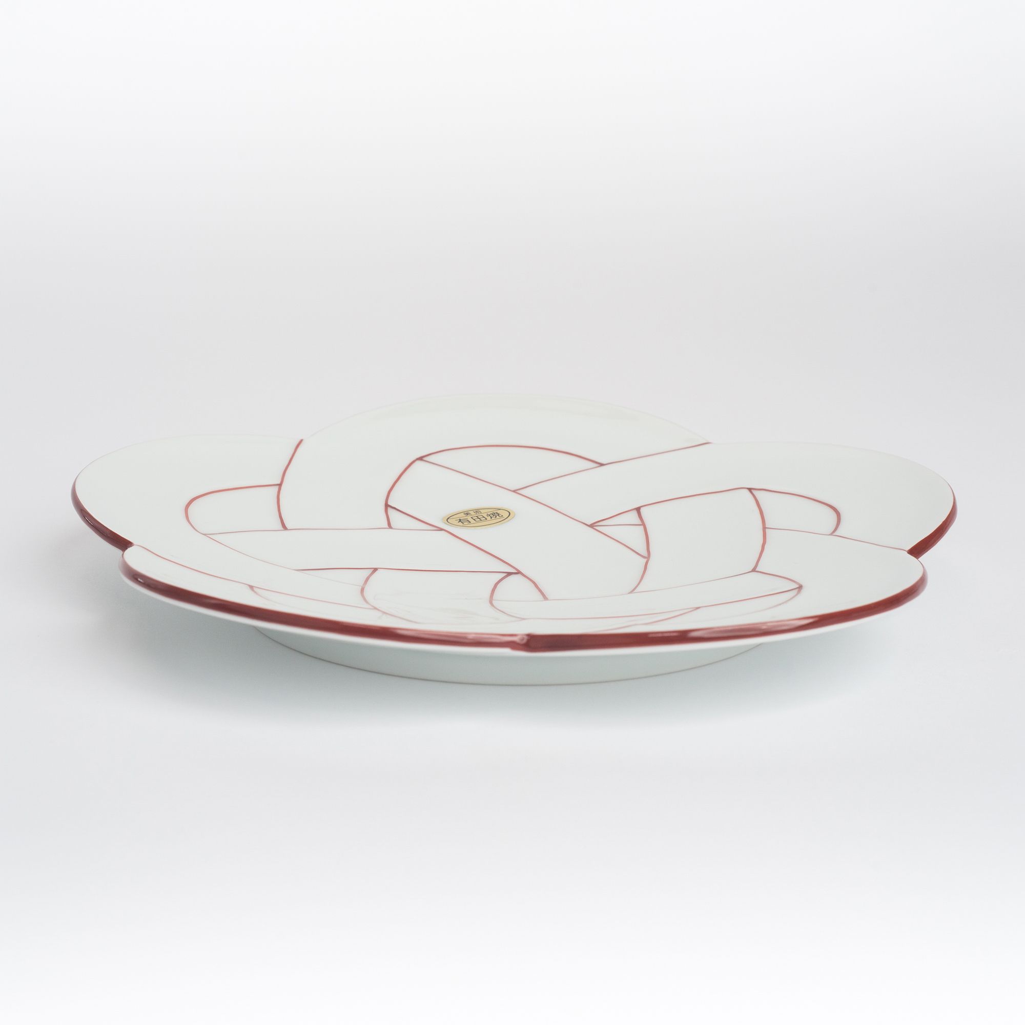 ARITA Ware Star Knot Serving Plate - TASEIGAMA Musubi Collection - Vermillion