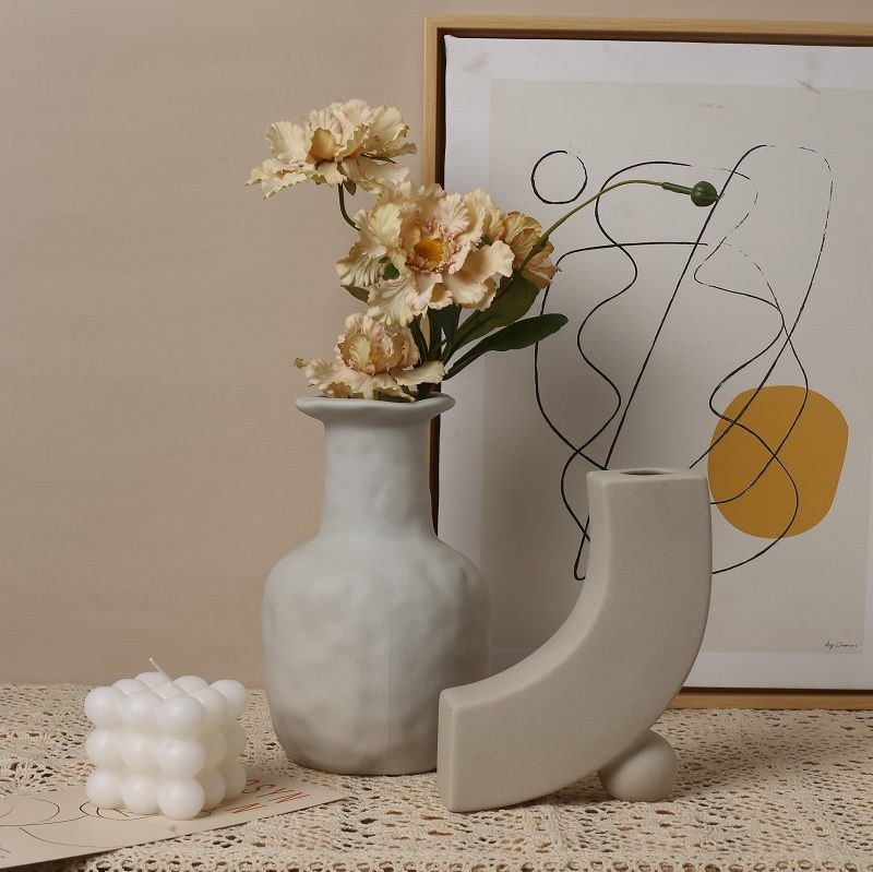 Minimalistic J-Shaped Ceramic Vase