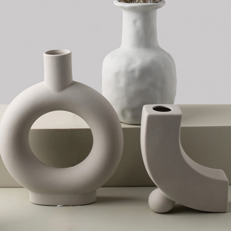 Trapezoidal Plain Ceramic Vase