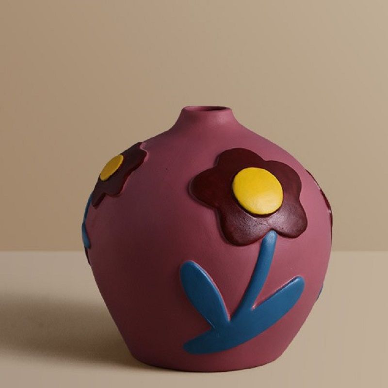 Painted Ceramic Vase - Small Flower