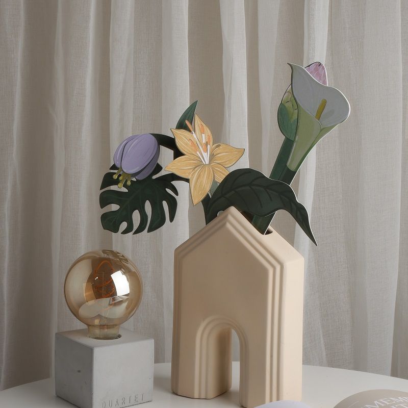 Nordic Geometric Arch Vase - Cream