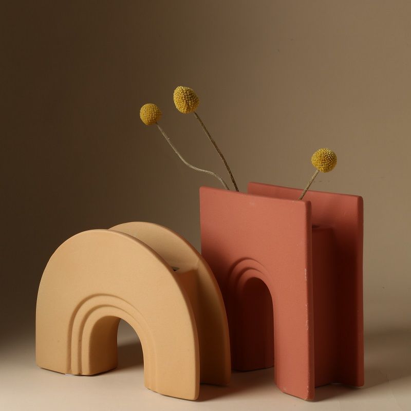 Nordic Geometric Arch Vase - Orange