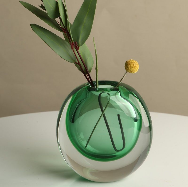 Double Wall Glass Vase - Green