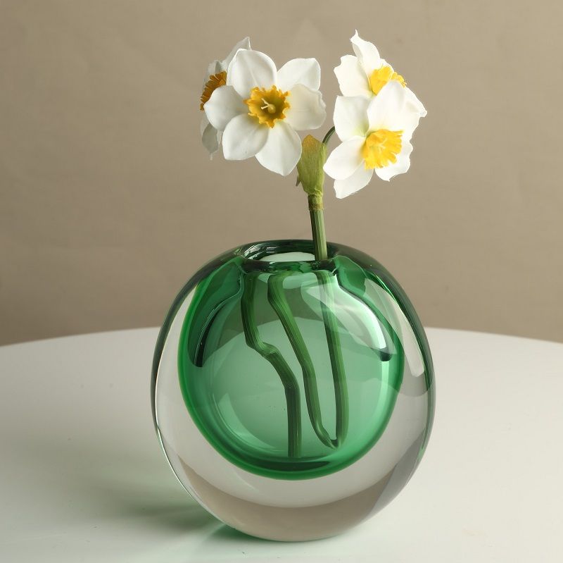 Double Wall Glass Vase - Green
