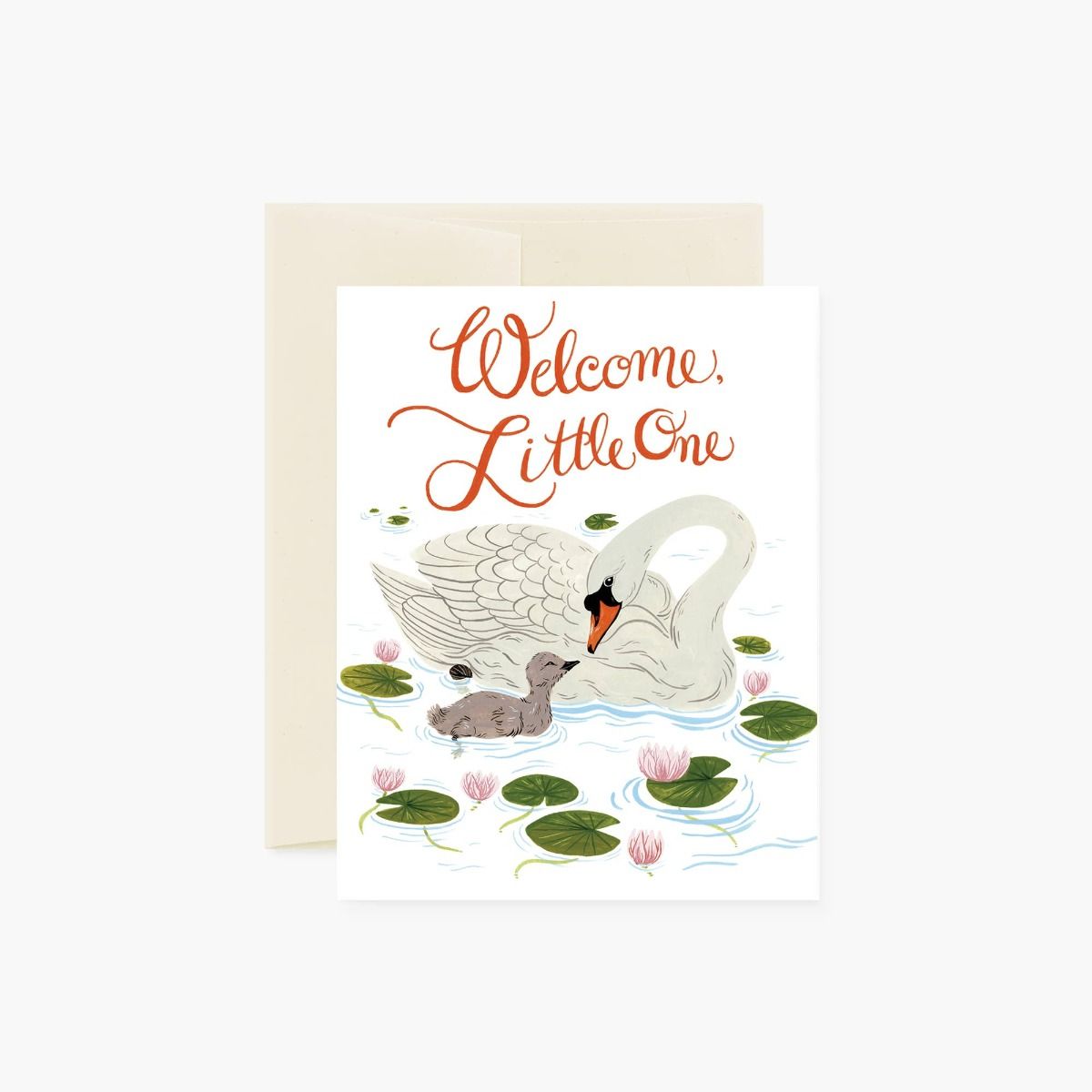 Oana Befort WELCOME LITTLE ONE SWANS | Greeting Card