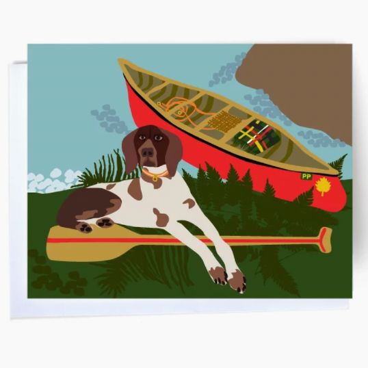 Elizabeth Grubaugh Dog And Canoe Card-Single Note Cards