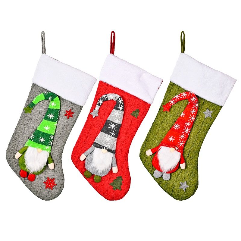 Haobei Rudolph Knitted Christmas Socks-Red