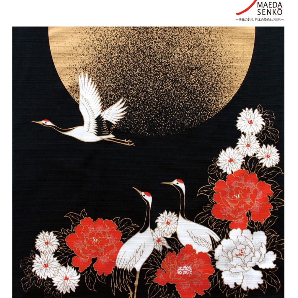 Maeda Senko Furoshiki Japanese Traditional Wrapping Cloth-Cranes and Flowers