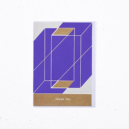 Paperplay ThankYou Staggered Space Risograph Greeting Card (Magic Purple)