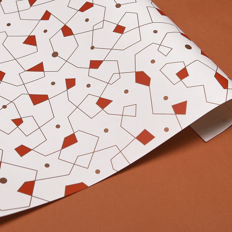 Paperplay Gift Wrapping Paper-Red Gold Dotted Line