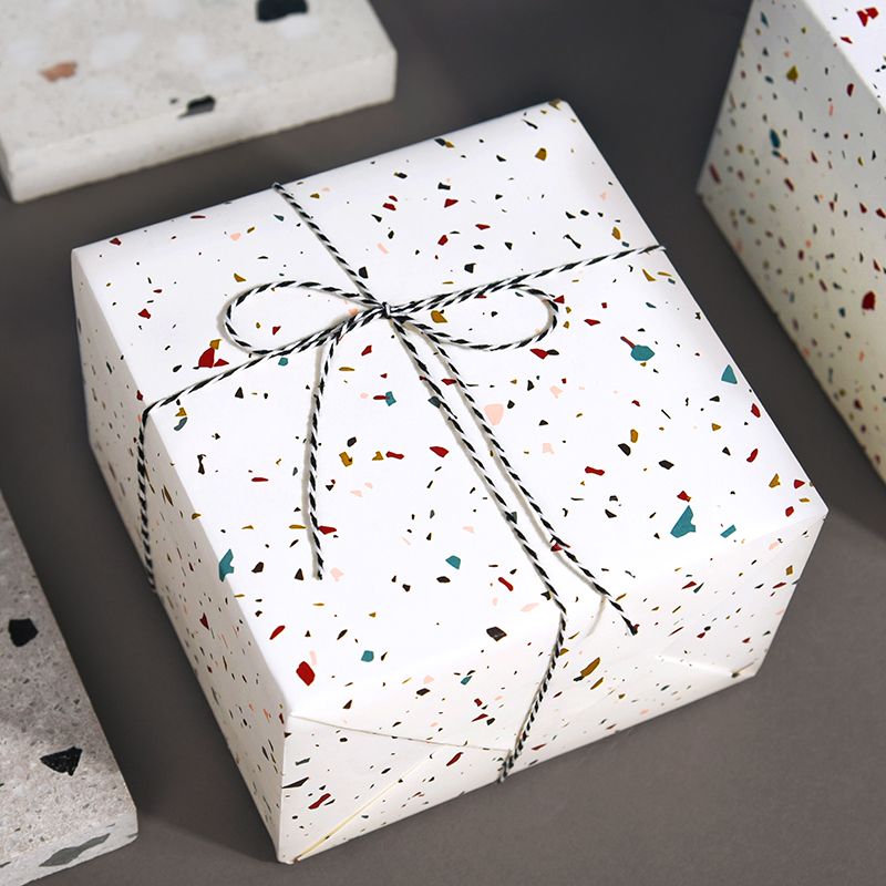 Paperplay Gift Wrapping Paper-White Terrazzo