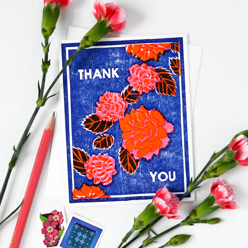 Heartell Press Red Peonies Thank You Card