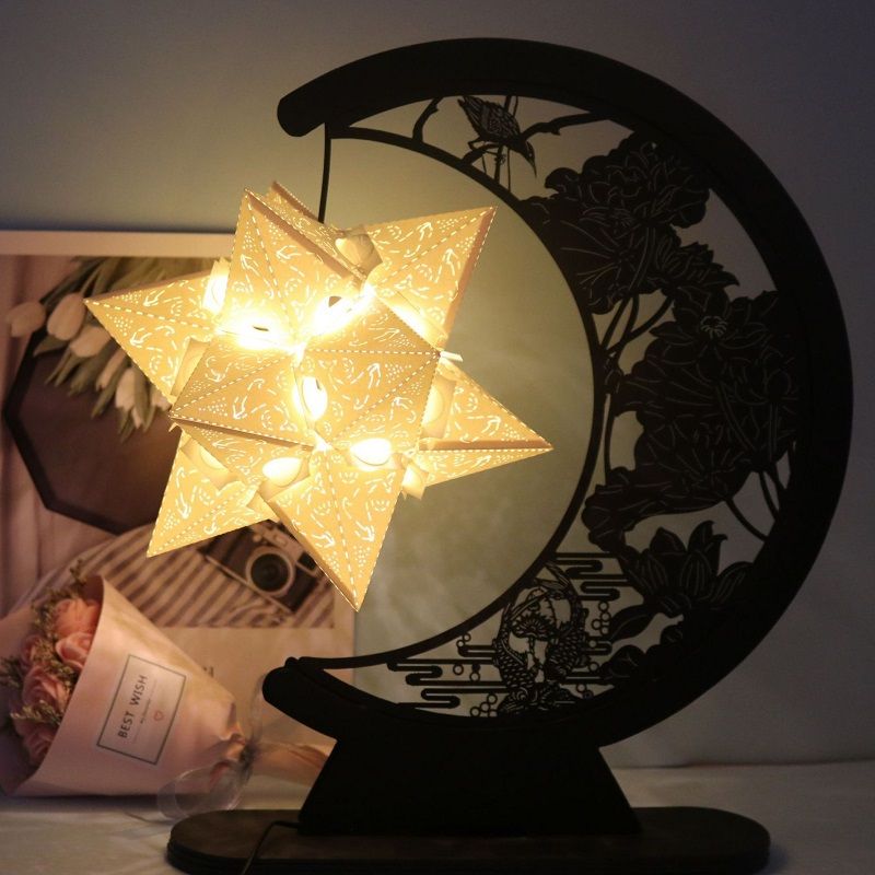 YIZHI DIY Paper Carving Lamp Moonlight in Lotus Pond