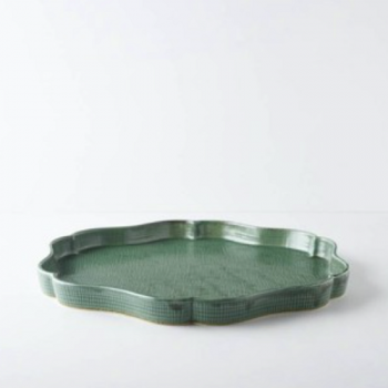 Mino Ware Flower Platter - Olive - 24cm
