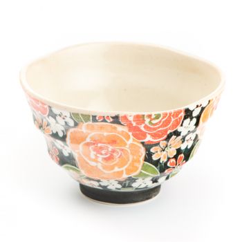Matsumoto Everyday Flower Flower Rice Bowl - Black