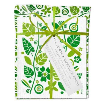 Jangneus Dishcloth and Tea Towel Bundle - Green Garden