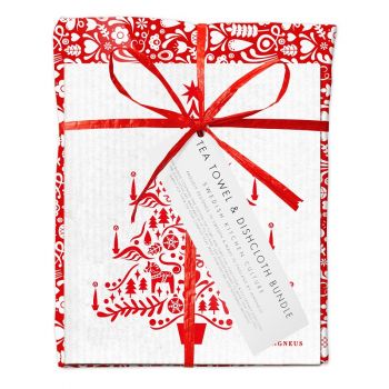 Jangneus Discloths and Tea Towel Bundle - Red Dala & Christmas Tree