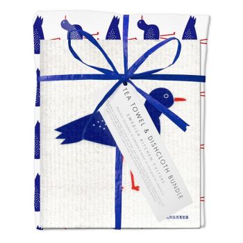 Jangneus Dishcloth and Tea Towel Bundle - Blue Bird