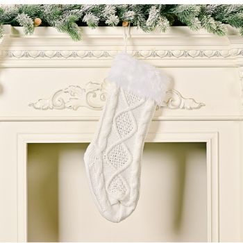 Haobei Christmas Knitted Socks with White Fur-White