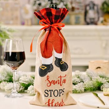 Christmas Wine Bottle Cover - Black & Red Plaid