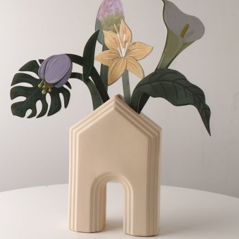 Nordic Geometric Arch Vase - Cream