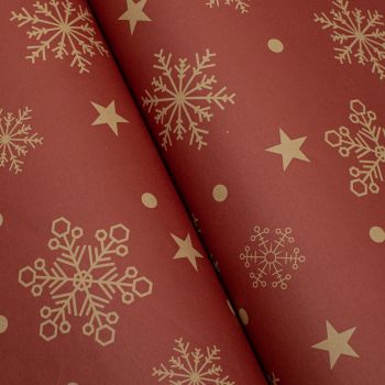 Jiemi Christmas Wrapping Paper_Snowflake_Red Background