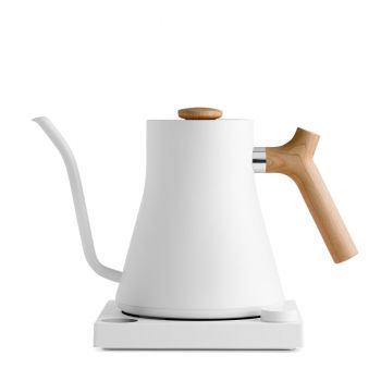 Fellow Stagg EKG Electric Pour Over Kettle - Matte White with Maple Handle