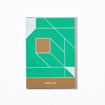 Paperplay GoodLuck Parallel Space Risograph Greeting Card (Green Gold)