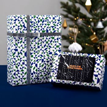 Paperplay Gift Wrapping Paper-Blue and Green Building Blocks