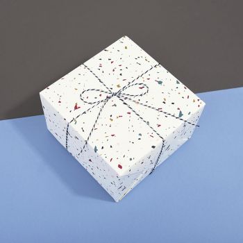 Paperplay Gift Wrapping Paper-White Terrazzo