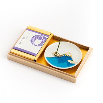 You You Ang Fuji Mountain Incense Gift Set - Wisteria with Blue Plate